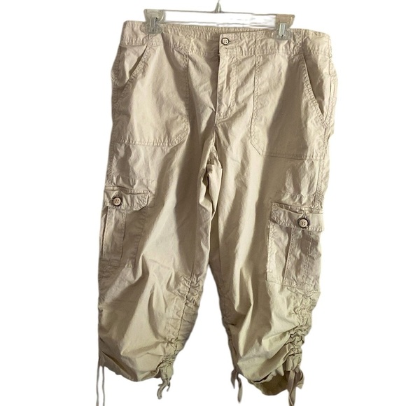 Madison Women’s Cream Drawstring Cargo Pants Size 12 Y2K - Picture 1 of 5